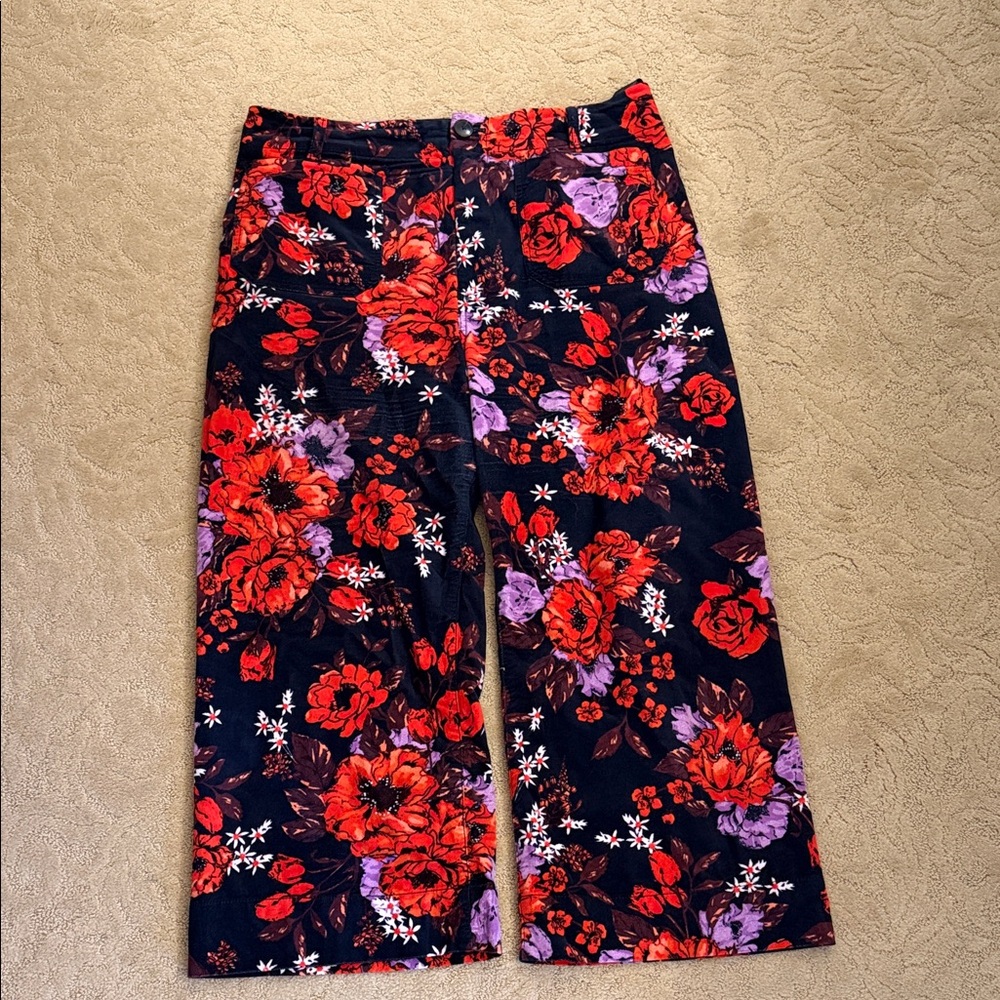 Anthropologie Collete by Maeve Floral Pants with Red and Purple